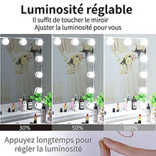 Meetop Specchio illuminato Vanity con 14 lampadine a LED sostituibili, stile Hollywood, specchio cosmetico con Touch Control di design, o tavolo da parete, colore: argento, 61 x 52 cm