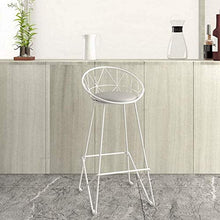Sgabello da bar dorato in ferro battuto Schienale europeo Sgabelli alti Protezione ambientale Sedile in filo Sedia per il tempo libero Sedia da pranzo unica antiscivolo A + (Colore: bianco, dimensioni