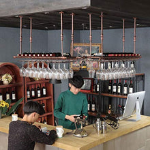 Alqn Portabottiglie da parete Scaffale di stoccaggio in ferro metallico nel bar Loft Soffitto a parete Appeso Vino Calici in vetro Champagne Calici Portabottiglie Portabottiglie da vino Multi-Size,Br