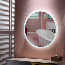 YIFAA Specchio da Bagno Rotondo A Muro con LED Illuminato, Antiappannamento, da Parete per Bagno, Camera da Letto, Hotel, Salone di Bellezza (Luce Bianco - A, 60CM)