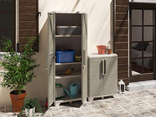 Keter Wood Grain Armadio Basso, Grigio con Porte Imitazione Legno, 68 x 39 x 97 cm