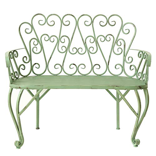 Terrazza Giardino Parco Panchina Panche per Tempo Libero All'aperto, Banchi in Ghisa Resistenti alle Intemperie e Ruggine, 2 Posti Panchina Cortile con Schienale Braccioli, Panche Decorative Vintage