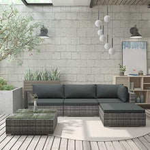 vidaXL Set Divani da Giardino 5 pz con Cuscini Foderati Lavabili Modulare Leggero Elegante Arredi da Esterno in Polyrattan Grigio Telaio in Acciaio