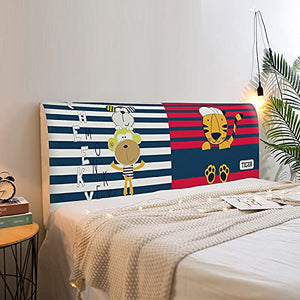 Fansu Copertura Testiera Letto Singolo/Matrimoniale, Stampa Elastica Antipolvere All-inclusive Copertura per testiera per Letto, Decorazione per Camera da Letto (Leone,120cm)