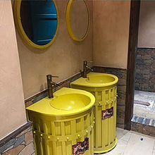 YRRA Autoportante Mobile sottolavabo Stile Industriale Mobile lavabo Bagno con lavello e Rubinetto Combinato, per Bagno copricolonna, 22,4 x 33,4 Pollici,Rosso,with Mirror
