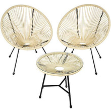 TecTake 800730 Set di 2 Sedie Acapulco con Tavolo, Poltrone da Relax, Robusto Telaio in Acciaio, Stile retrò, Outdoor Giardino Terrace -Disponibile in Diversi Colori (Beige | No. 403310)