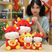2021 Capodanno cinese bue peluche giocattolo, peluche bue bestiame peluche Capodanno farcito animale giocattolo mascotte bambola, souvenir zodiacale cinese regalo fortunato (14-16") A-giallo