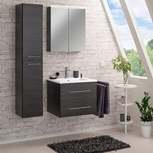 FACKELMANN - Mobile da bagno con specchio a LED, 60 cm, 3 pezzi, colore: marrone scuro