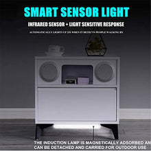 HBING Comodino Laterale Intelligente, Comodino in Legno per Camera da Letto con Altoparlante multimediale Bluetooth, Ricarica Wireless e Luce Notturna con sensore Intelligente