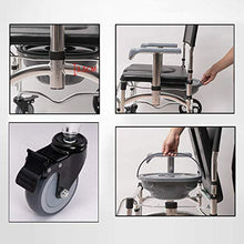 Sedia da Toilette con Ruote - Sedia da Trasporto per Doccia da Comodino Sedia da Bagno Pieghevole Portatile in Alluminio Impermeabile A