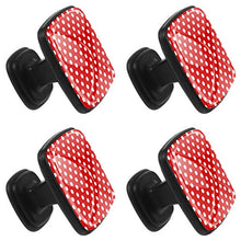 Pois bianchi rossi in tessuto Pomelli per Porta Set di 4 Pomelli per Mobili Manopole per Cassetti Cucina Armadio Vetro