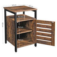 VASAGLE Comodino in Stile Industriale, Tavolino con 2 Piani d’Appoggio, Ripiano Regolabile, Struttura in Acciaio, 40 x 40 x 60 cm, Camera da Letto Salotto, Marrone Vintage e Nero LET62BX