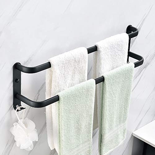 Portasciugamani a Parete Portasciugamani Portasciugamani in Alluminio Nero Barra Portasciugamani Nero Opaco Porta Asciugamani Accessori Da Bagno 30cmdouble