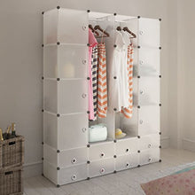 Luckyfu Questo Scaffale armadietto modulare con 18 Scomparti Bianco 37 x 146 x 180,5 cm.Questo Armadio Fornira Una Soluzione di Stoccaggio Ideale.Armadio Guardaroba.
