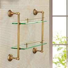 GYCS Ripiani antichi in Vetro a 2 Livelli, Tutti i Ripiani per Bagno in Rame, processo di Disegno, Montaggio a Parete, Montaggio 42 * 39,5 cm richiesto