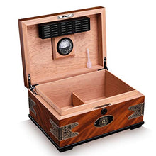 Ljf Cigar Box Cigar Moisturizing Cabinet Travel Portatile di Grande capacità Cedar Wood Cigar Cabinet Cigar Alcoholized Idratante Box Retro Stampa Umidificatore può Contenere 50 Best Gift