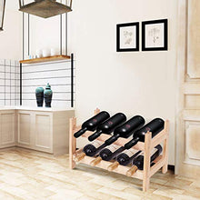 Goplus Scaffale Portabottiglie Impilabile in Legno Massello per 8 Bottiglie Porta Vino a Tavolo da Casa 43x30x25cm