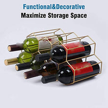 Uniquk Portabottiglie Portabottiglie Indipendente Armadietto Armadietto Controsoffitto Design Geometrico Oro Spazzolato Adatto per Vino Rosso e Bianco-Oro