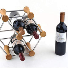 AYHa 6 bottiglie di vino rack di stoccaggio mensole Holder stand di visualizzazione decorazione luce di legno