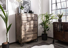 MASSIVMOEBEL24.DE Heavy Industry #217 Cassettiera in Legno di Mango e Ferro - Laccato Marrone - 81x46x122