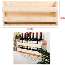 Porta Bottiglie da Vino Portabottiglie Vino Legno Rustico,portabottiglie in Legno per Vino da Parete,Scaffale Vini Scaffale A Parete Mensole da Muro con Fino A 7 Bottiglie di Vino E 6 Bicchieri Rac
