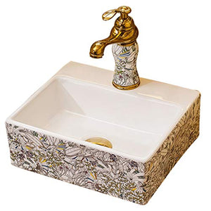 lilili Lavabo da Appoggio Bagno Lavandino Artistico for Lavabo in Ceramica Lavabo da Appoggio Lavabo for Bagno Bianco 33x28x13cm (Color : No Accessories)