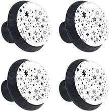 Modello di stelle bianco nero disegnato a mano Pomelli per Porta Set di 4 Pomelli per Mobili Manopole per Cassetti Cucina Armadio Vetro