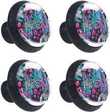 Coniglio astratto con fiore Pomelli per Porta Set di 4 Pomelli per Mobili Manopole per Cassetti Cucina Armadio Vetro