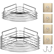 Haude - Set di 2 vasche da doccia angolari con adesivo riutilizzabile riutilizzabile – Cestino di supporto per stuccatura angolare, antiruggine, con gancio, senza colla