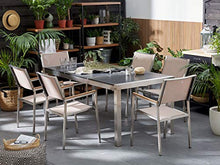 Beliani Set da Giardino Tavolo Piano Basalto Fiammato 6 Sedie Beige 180 x 90 cm GROSSETO