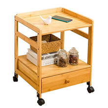 DGHJK Mobili per la casa, Armadio Portatile sul Lato del Divano con rotelle Soggiorno Mini tavolino in bambù Scaffale a 2 Ripiani con cassetti Comodino Camera da Letto, 46,5x38x57CM