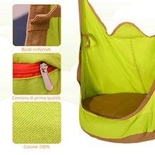 Outsunny Amaca per Bambini da Interno o Esterno, Sedia Sospesa a Sacco Portatile in Cotone Verde e Marrone, 75x55x140cm