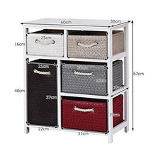 Cassettiera ， Cassettiera in Legno A 3 Ripiani Armadio Rack 5 Cestini Intrecciati in Vimini Organizer in Addit