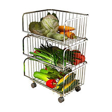 Quattro Ruote portatile strumento di archiviazione Carrello Carrello for ripiani ， Scaffali da cucina Armadietti in acciaio inossidabile di grande capacità Soggiorno Negozio di frutta Cestino for frut