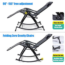 DGHJK Sedia a Dondolo reclinabile per Esterni Zero Gravity Sedia a Dondolo Confortevole e Traspirante con Cuscino Imbottito regolabilew per Garden Beach Lawn Pool
