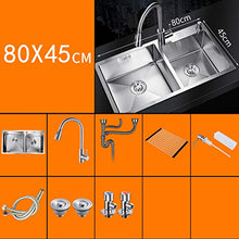Lavandino Cucina Doppio Lavabo Accessori Cucina Scarico Quadrato Combinazione Acciaio Inox Colore: Argento Dimensioni: 83 * 83 centimetri ZHJING