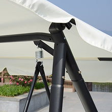 Outsunny Dondolo da Giardino 3 Posti con Tetto Reclinabile Trasformabile Letto in Poliestere Crema 200 x 125 x 170cm
