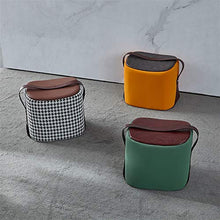 Jiangang- Portable ottomano Sgabello con Maniglia/Cuoio Imbottito Poggiapiedi/poggiapiedi Sgabello Cambio Scarpe Gambe Sgabello-45x37x39cm