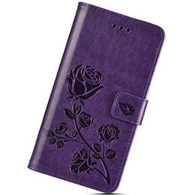 Robinsoni Cover Compatibile con Samsung Galaxy J530 Case Scintillare Glitters Lucido Portafoglio Libro Custodia Retro 3D Rosa Stampato Pelle PU Libretto Cover Foglio Flip Magnetica Fiore Caso, Viola