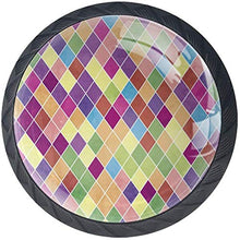 Geometrico astratto Argyle colorato Pomelli per Porta Set di 4 Pomelli per Mobili Manopole per Cassetti Cucina Armadio Vetro