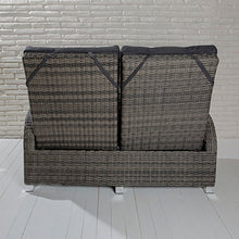 Divano da giardino a 2 posti, modello Barcelona, grigio, in polyrattan