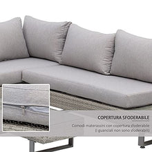 Outsunny Salotto da Giardino, Set Divani da Esterno con Tavolino da Giardino, Mobili da Giardino in Rattan Grigio