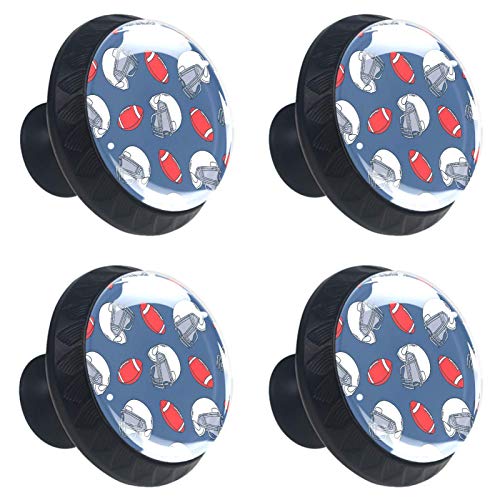 Set di 4 maniglie rotonde per armadio da cucina, credenza, cassettiera, cassettiera, con viti, per cucina, comò, armadietto, bagno, armadio, rugby, calcio