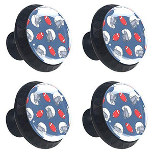 Set di 4 maniglie rotonde per armadio da cucina, credenza, cassettiera, cassettiera, con viti, per cucina, comò, armadietto, bagno, armadio, rugby, calcio