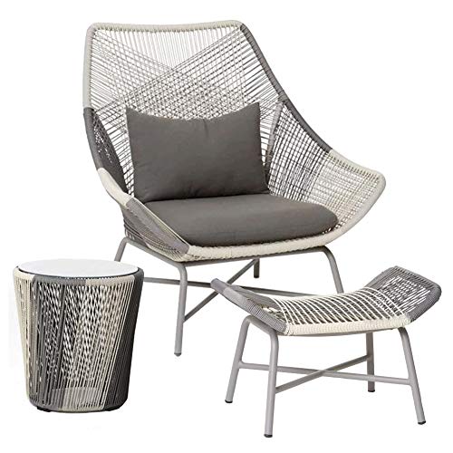 Set di Mobili da Giardino per Esterni, Set di Conversazioni Modulari da Giardino in 3 Pezzi Set di Sedute in Vimini in Rattan Divano con Sedia Singola Tavolino Poggiapiedi