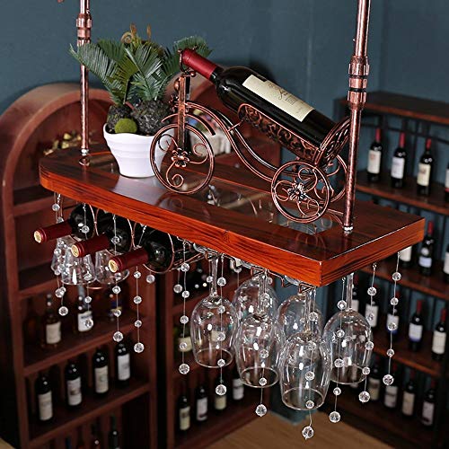 HLL Portabici Del Vino, Supporto per Bicchieri Di Vino in Stile Europeo a Testa in Giù con la Sospensione Del Supporto Del Calice Di Legno Massello Della Famiglia,Chestnut-60 * 28 cm