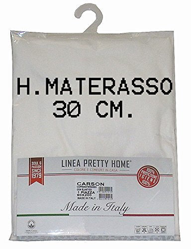 Tata Home Coprimaterasso Peterson Maxi con Angoli ed Elastici Sanforizzato 100% Cotone Misura 2 Piazze Matrimoniale cm 180X200 Altezza Materasso cm 30 Made in Italy