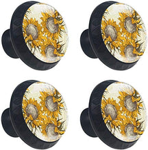 Girasoli realistici dipinti gialli Pomelli per Porta Set di 4 Pomelli per Mobili Manopole per Cassetti Cucina Armadio Vetro