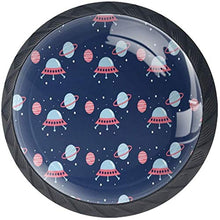 Veicolo spaziale Planet Pattern Navy Color Pomelli per Porta Set di 4 Pomelli per Mobili Manopole per Cassetti Cucina Armadio Vetro