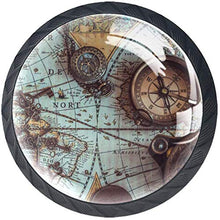 Retro Compass Map Pomelli per Porta Set di 4 Pomelli per Mobili Manopole per Cassetti Cucina Armadio Vetro